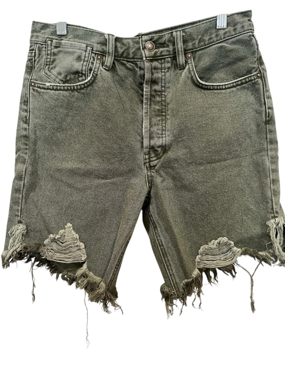 We The Free Olive Green Denim Bermuda Shorts size 27 - Picture 2 of 6